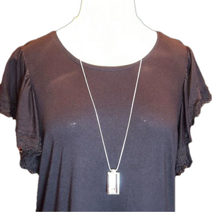 WHITE HOUSE BLACK MARKET 36” Long Silver Rope Chain Necklace with Charm